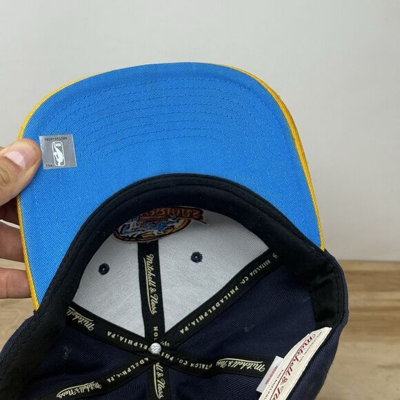 Golden State Warriors Mitchell & Ness NBA Snapback Hat Cap 3D Logo Navy Yellow - Picture 6 of 11